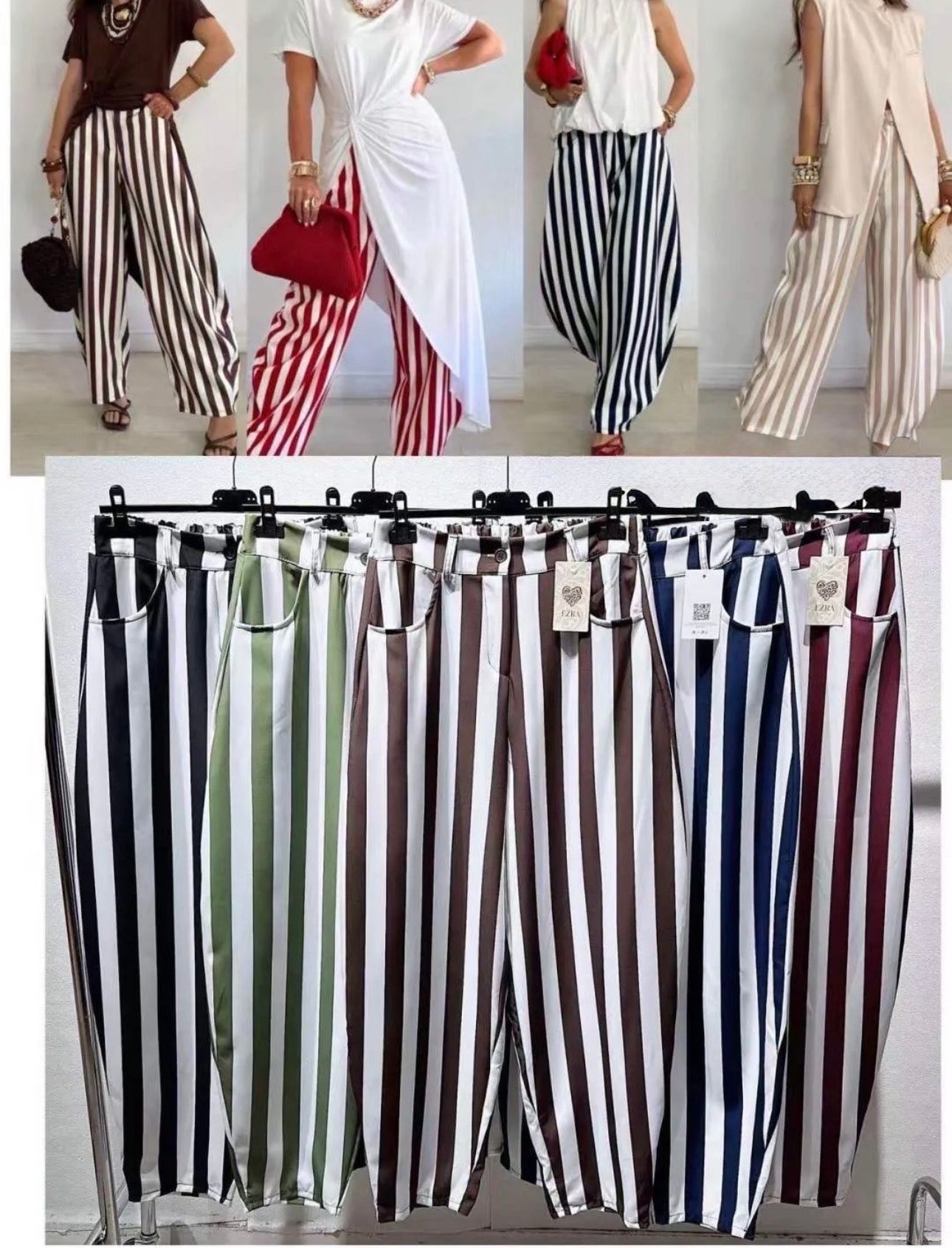 Pantalón Balloon Rayas Mujer – Pantalón Fluido