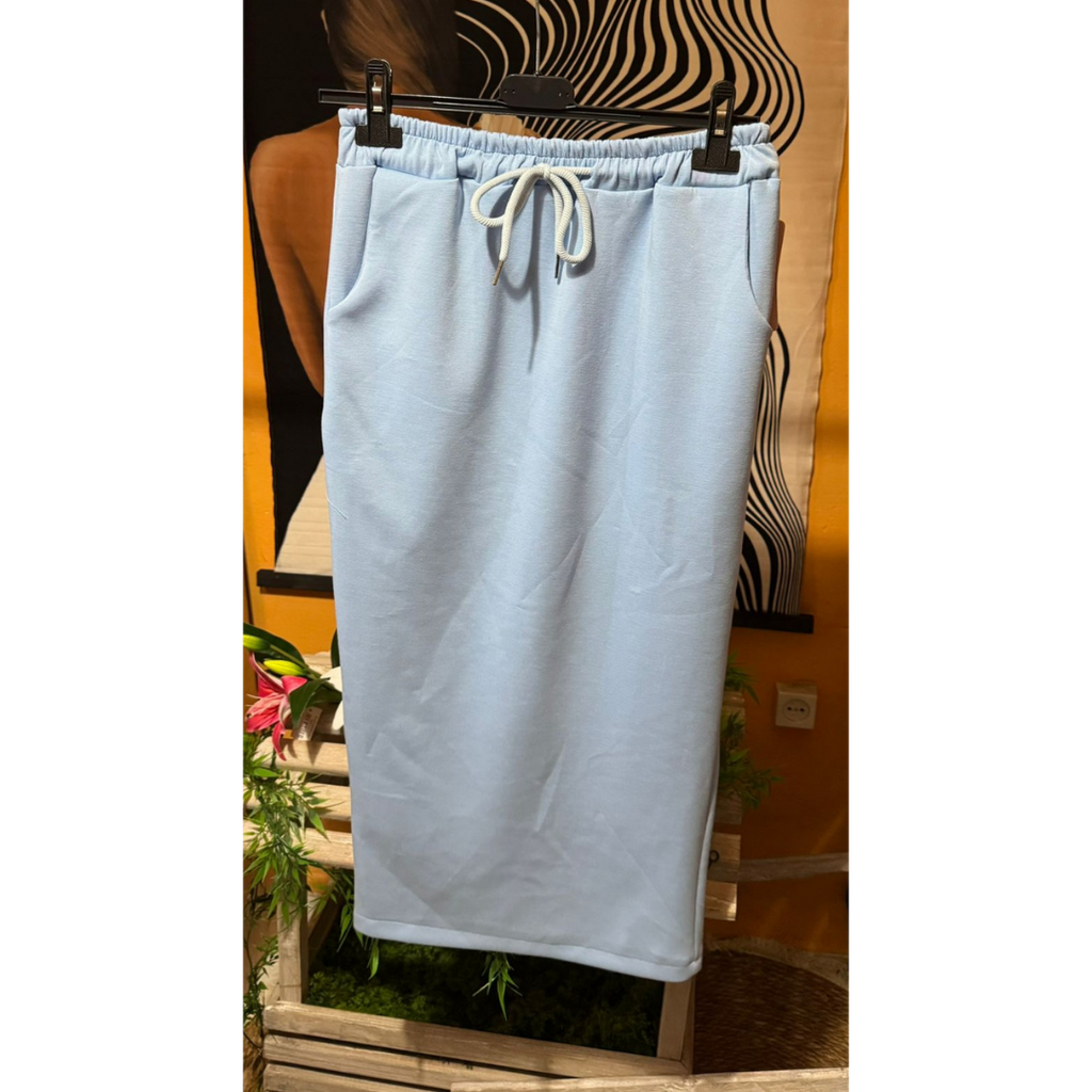 Falda Midi Urban Soft | Cintura Elástica y Cordón | Amarilla, Celeste, Negra y Beige