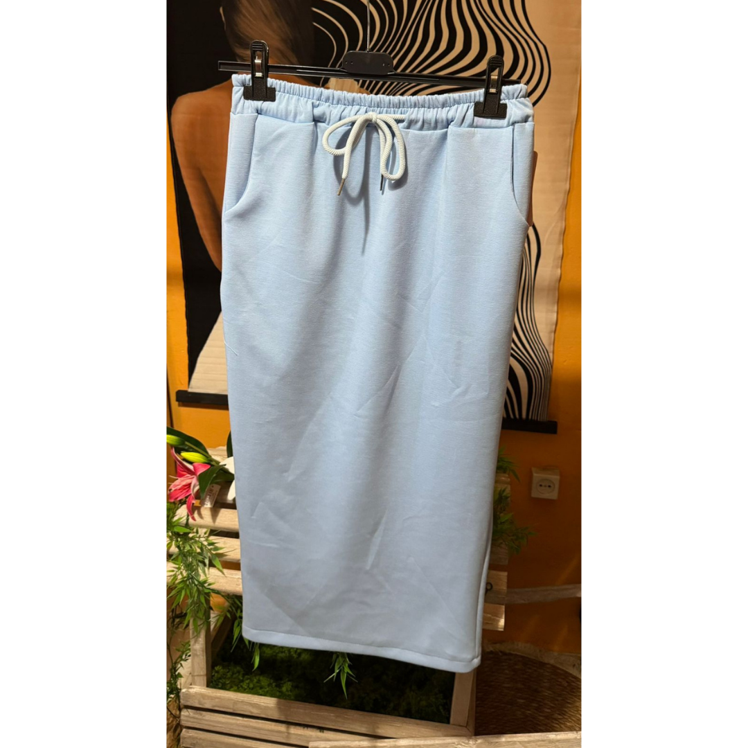 Falda Midi Urban Soft | Cintura Elástica y Cordón | Amarilla, Celeste, Negra y Beige