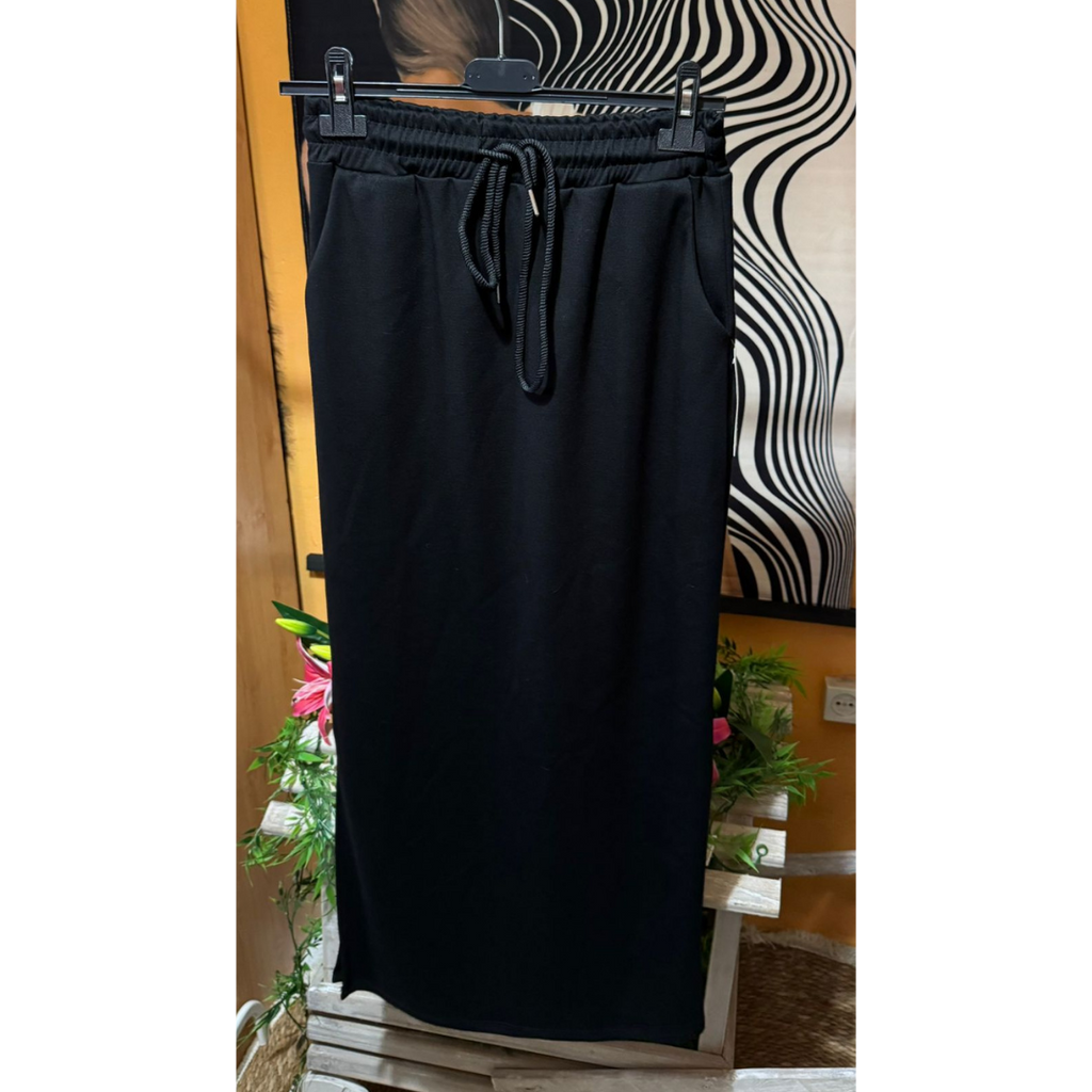 Falda Midi Urban Soft | Cintura Elástica y Cordón | Amarilla, Celeste, Negra y Beige