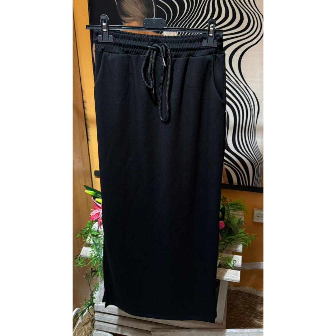 Falda Midi Urban Soft | Cintura Elástica y Cordón | Amarilla, Celeste, Negra y Beige