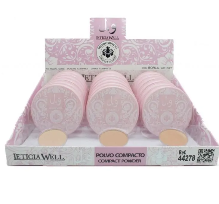 Polvo Compacto Mate con Borla para aplicar Leticia Well Aroma árabe