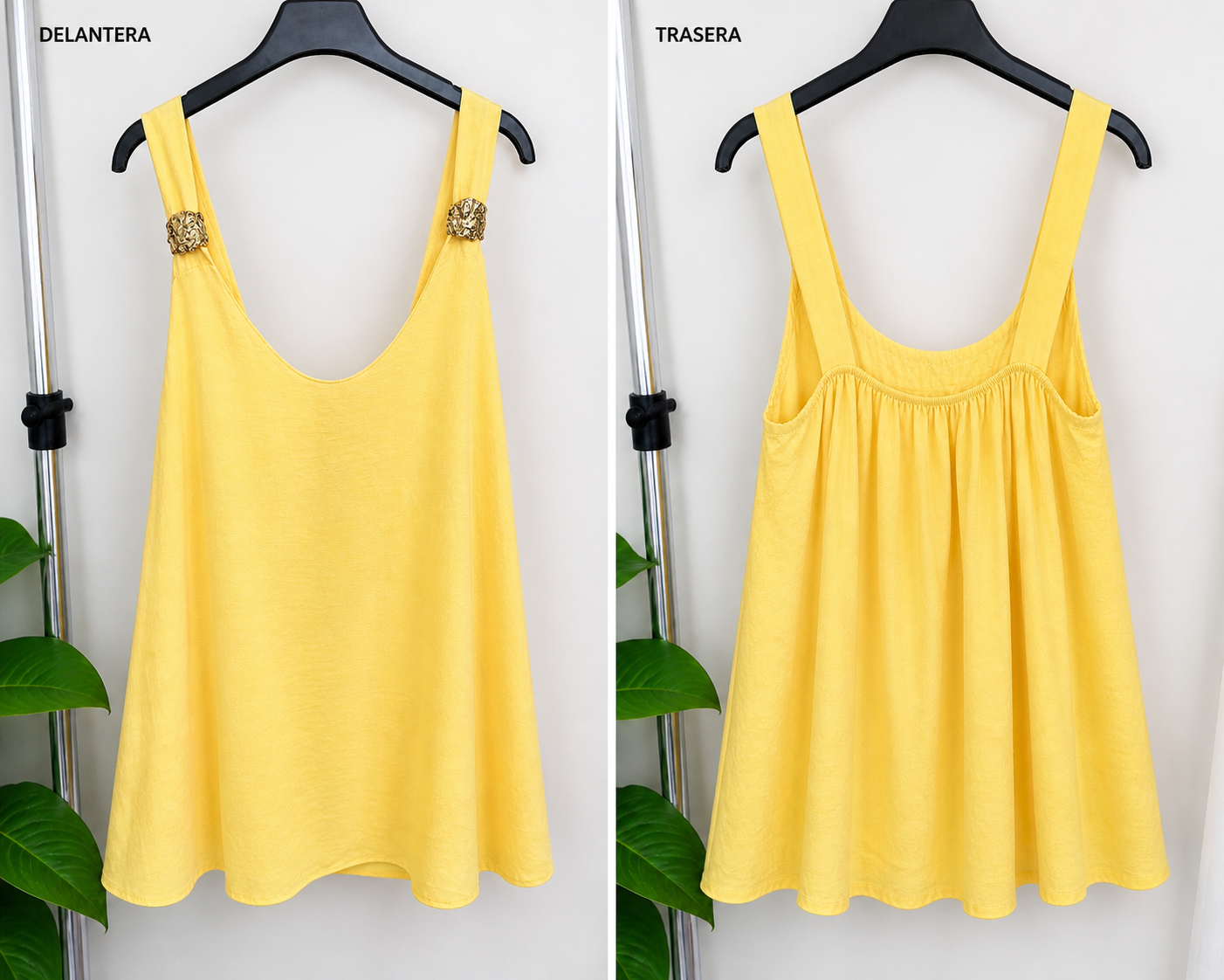 Blusa Fluida “Solara” con Detalle Dorado