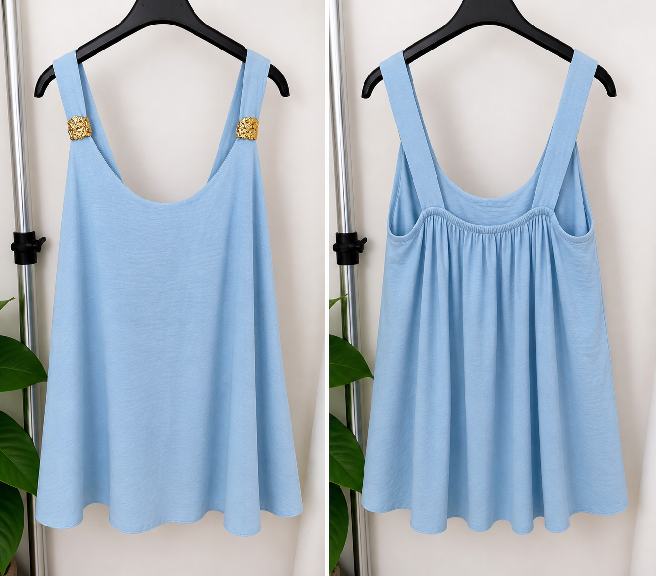 Blusa Fluida “Solara” con Detalle Dorado