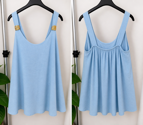 Blusa Fluida “Solara” con Detalle Dorado