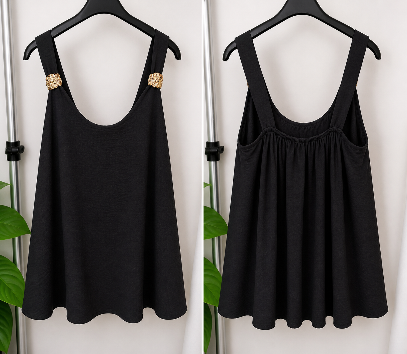 Blusa Fluida “Solara” con Detalle Dorado