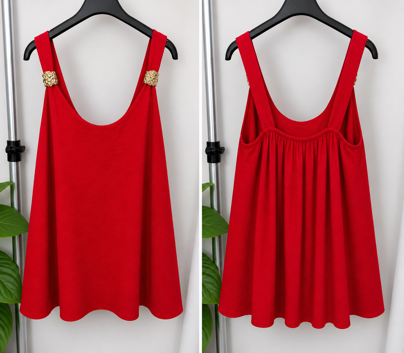 Blusa Fluida “Solara” con Detalle Dorado