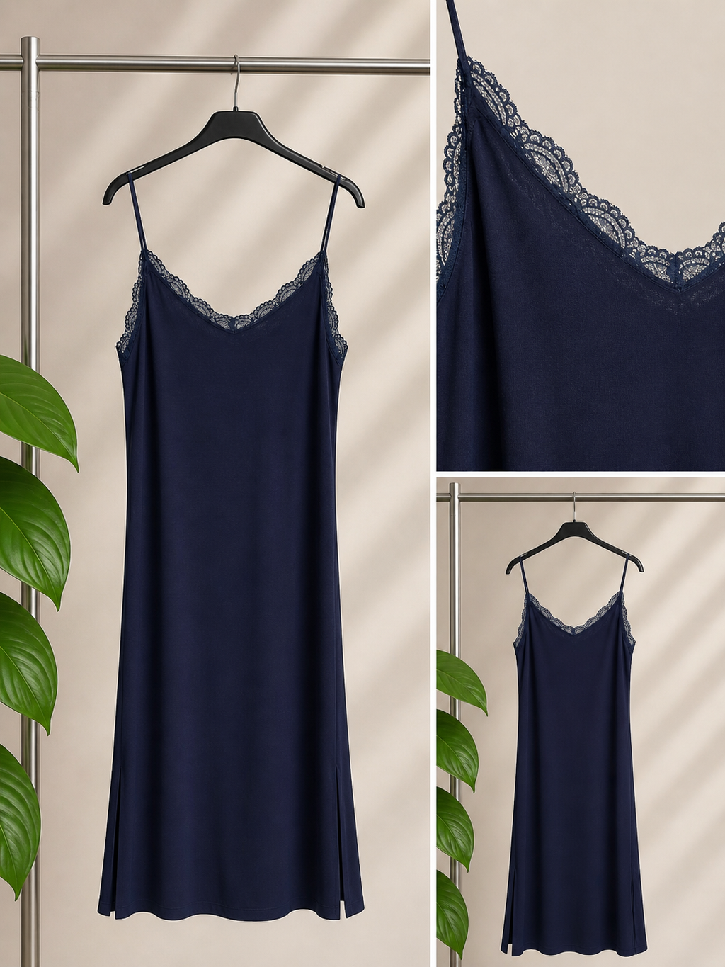 Vestido Lencero Satinado “Élite” con Encaje