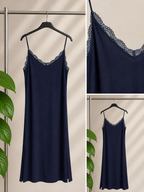 Vestido Lencero Satinado “Élite” con Encaje