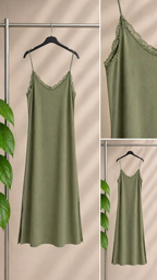 Vestido Lencero Satinado “Élite” con Encaje