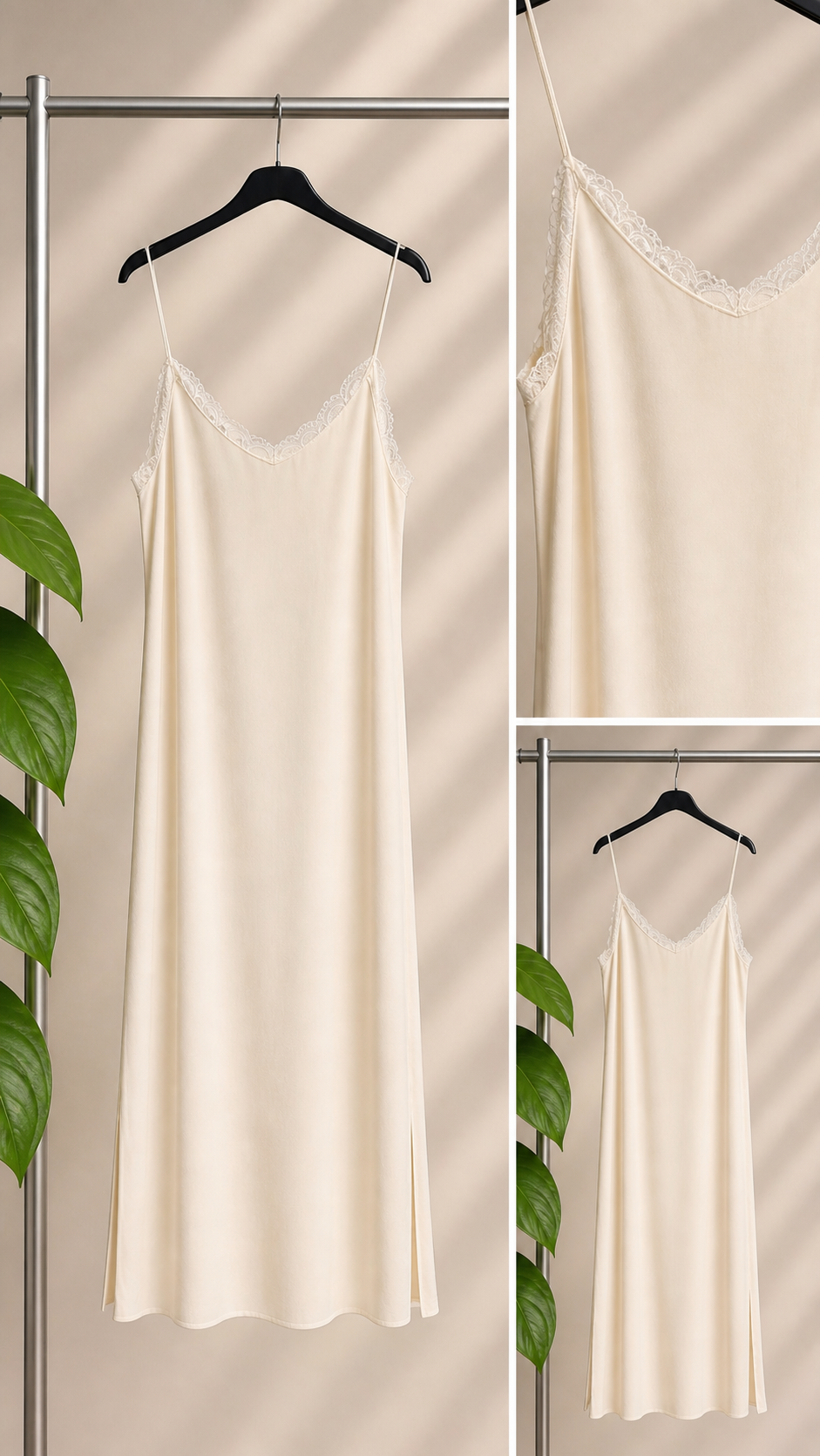 Vestido Lencero Satinado “Élite” con Encaje