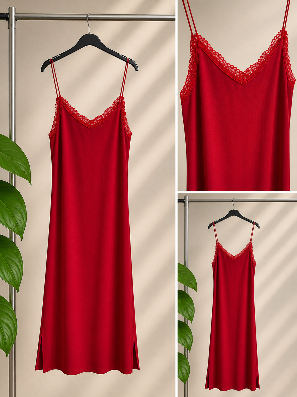 Vestido Lencero Satinado “Élite” con Encaje