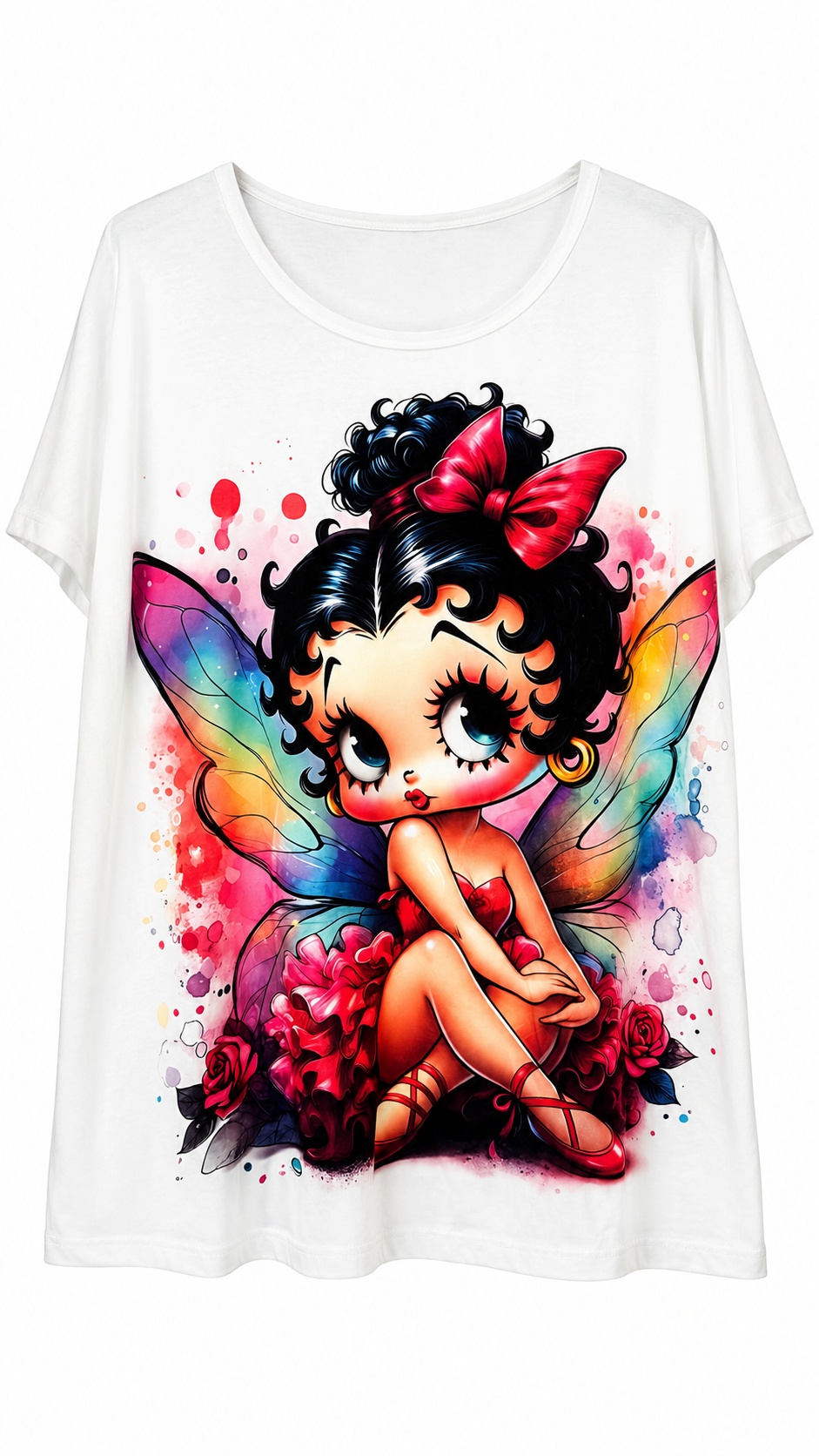 Camiseta Curvy Oversize con Estampado Frontal