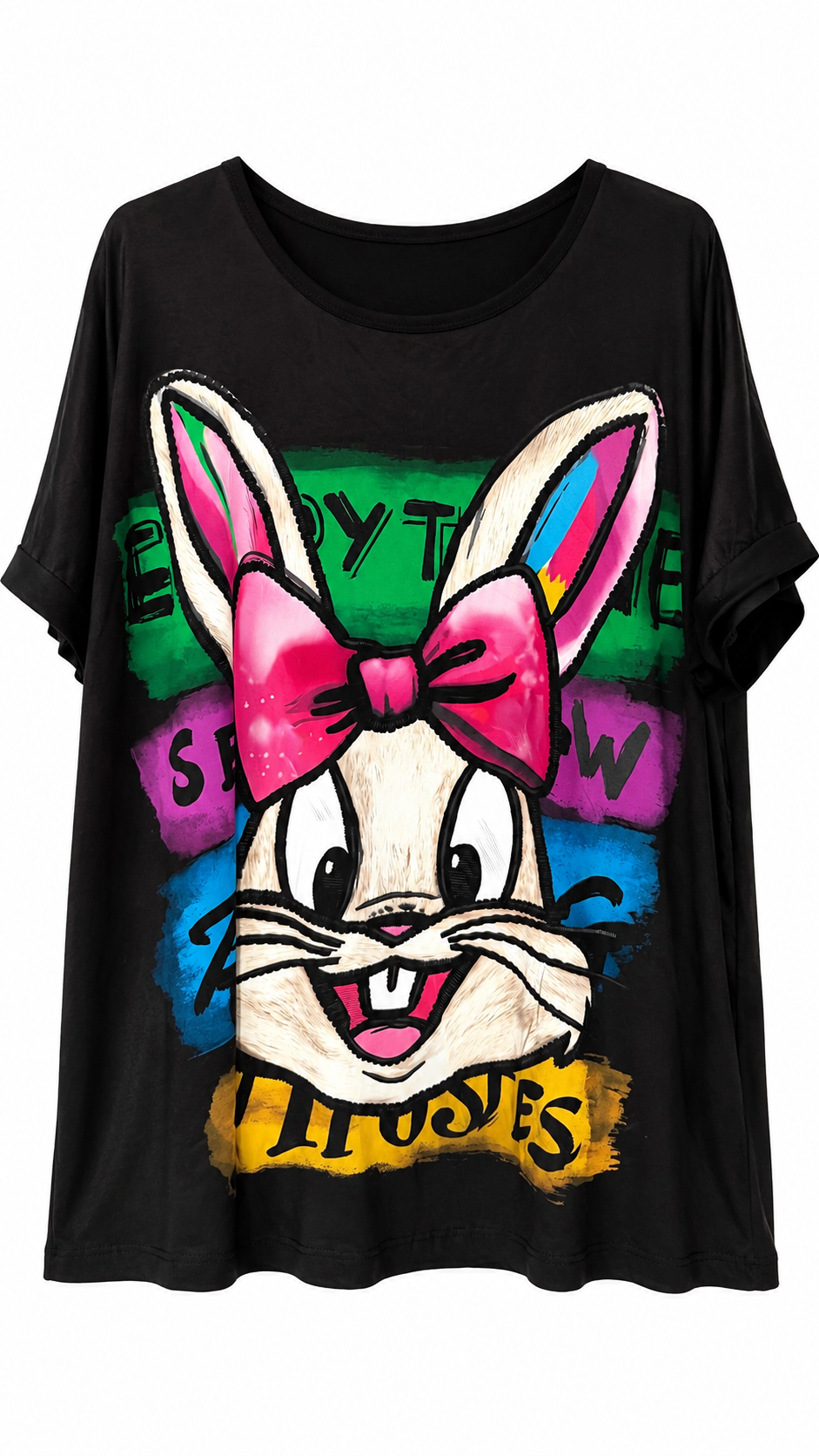 Camiseta Curvy Oversize con Estampado Frontal
