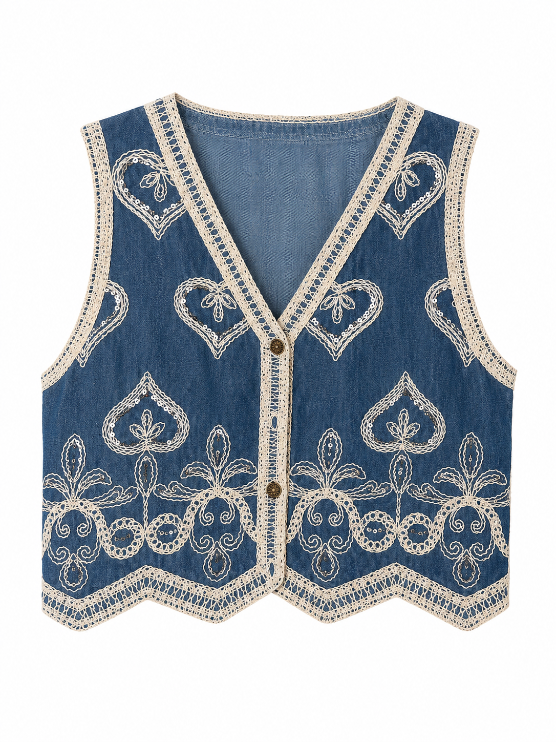 Chaleco Denim Boho Corazón