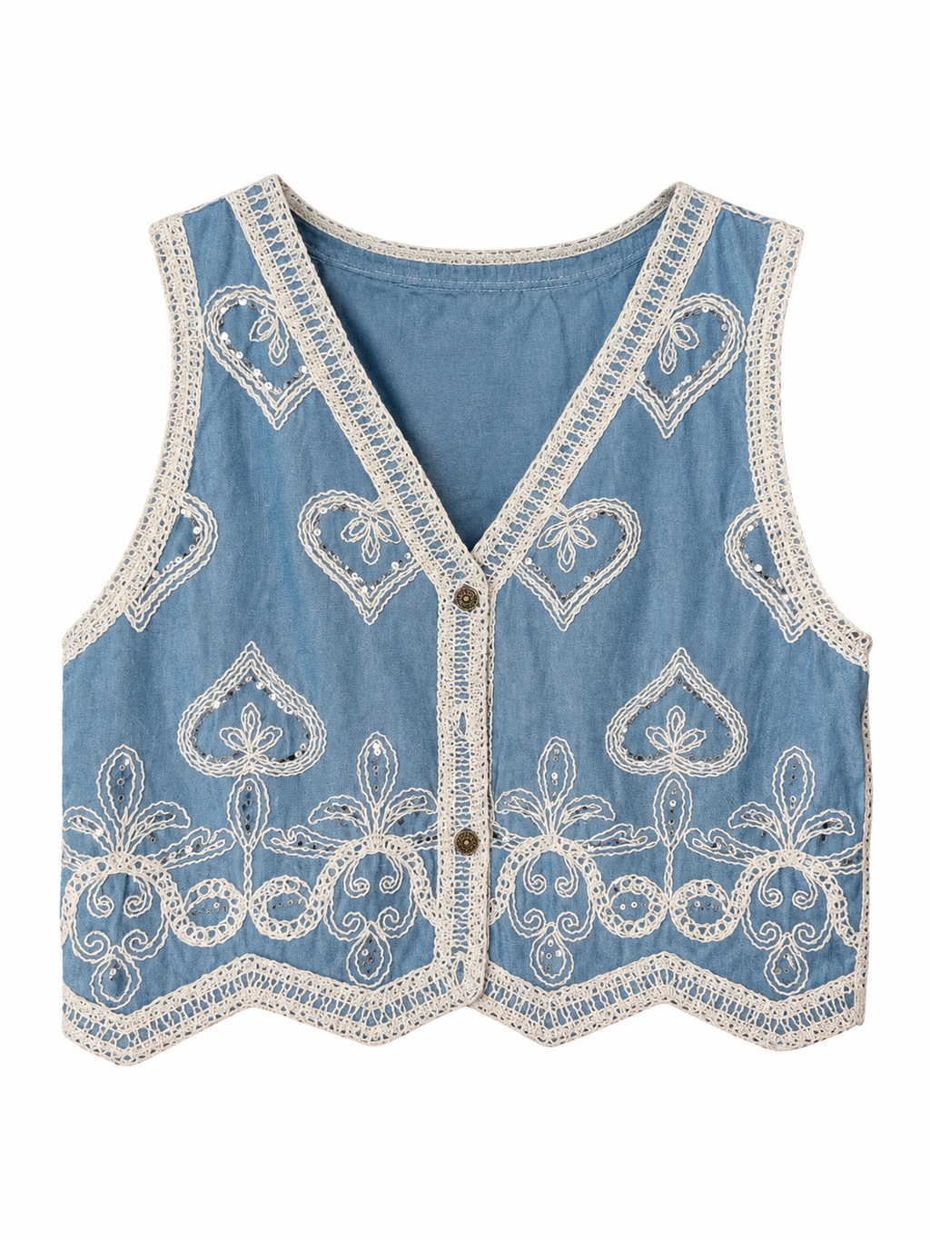 Chaleco Denim Boho Corazón