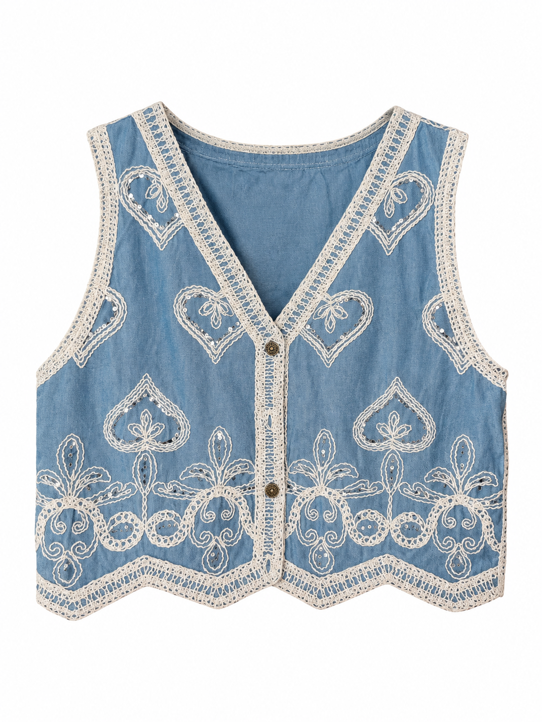 Chaleco Denim Boho Corazón