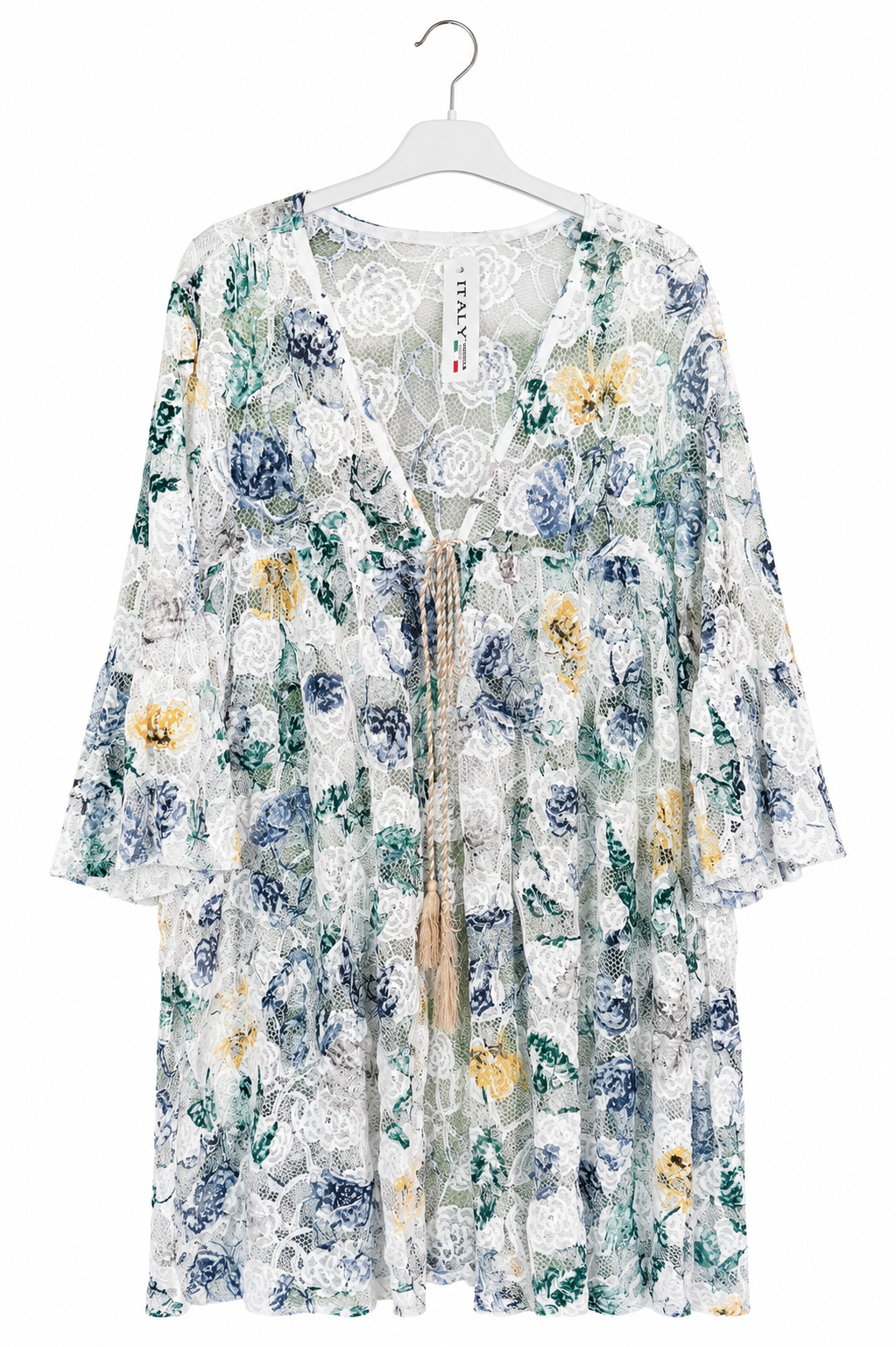 Caftán de Playa Boho Encaje Floral Ajustable