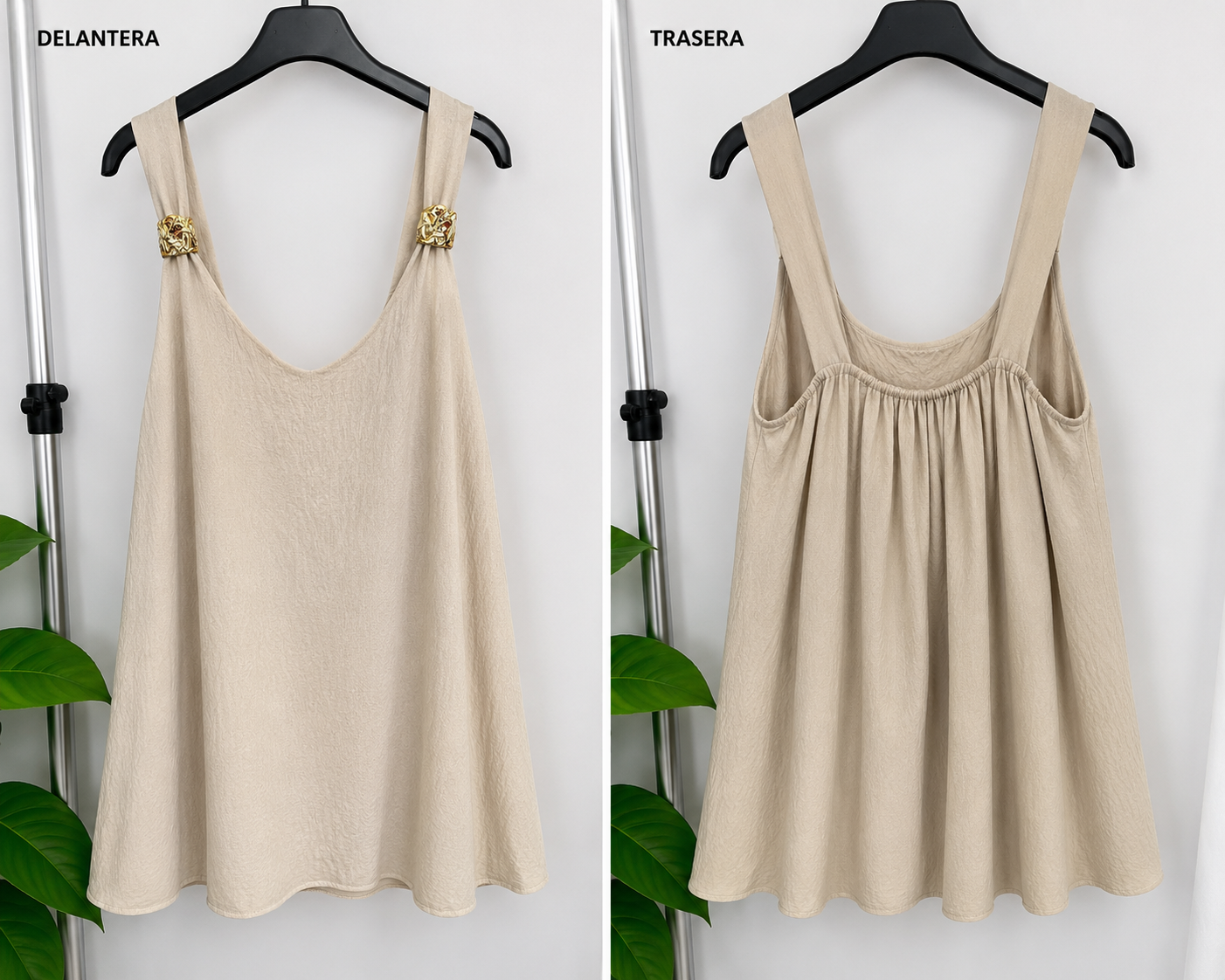 Blusa Fluida “Solara” con Detalle Dorado