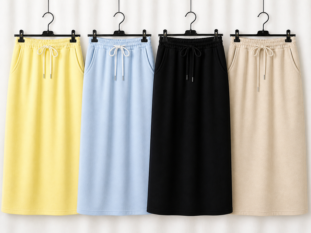 Falda Midi Urban Soft | Cintura Elástica y Cordón | Amarilla, Celeste, Negra y Beige