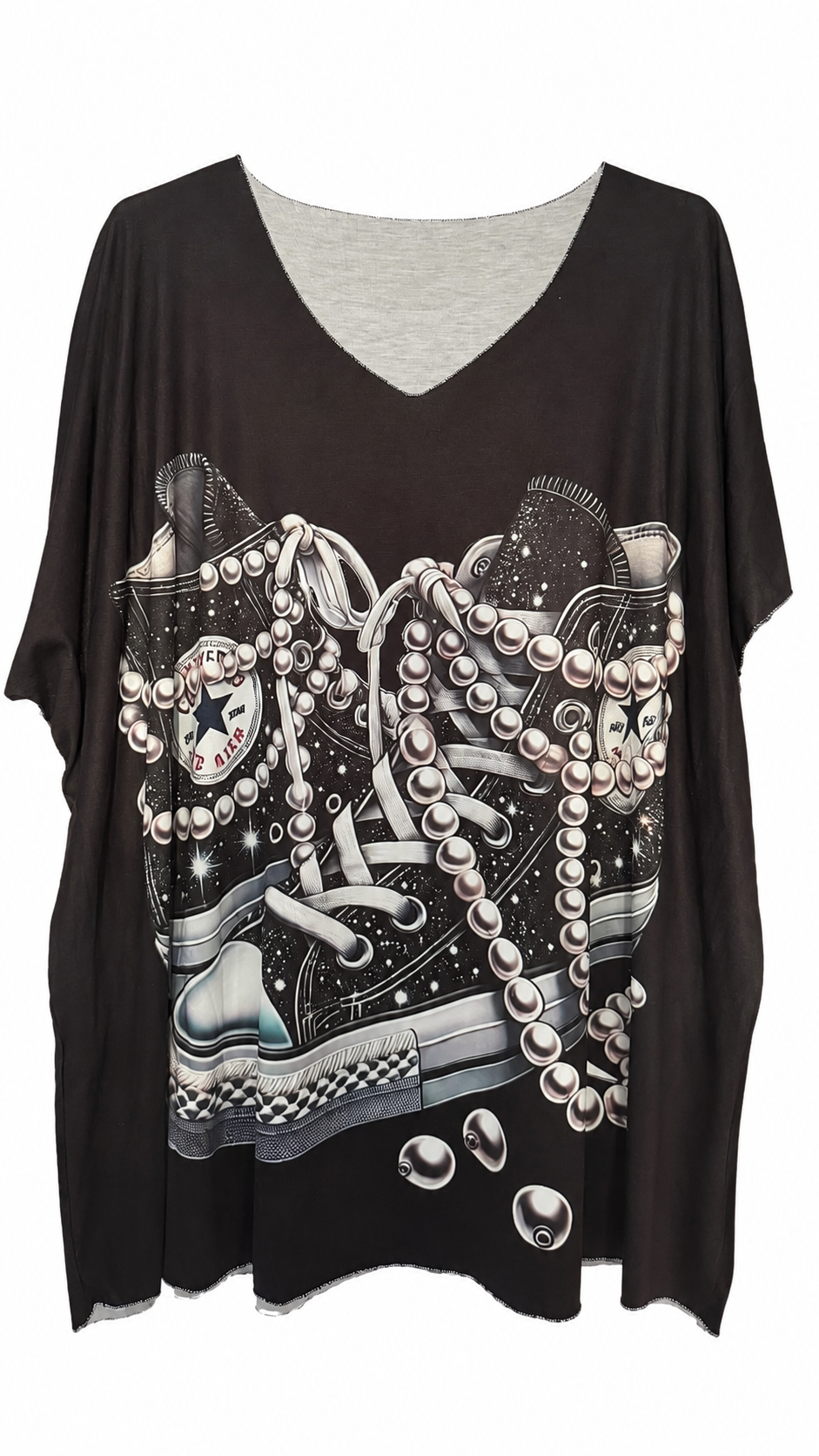 Camiseta Curvy Urban Negra | Estampado Delantero y Trasero