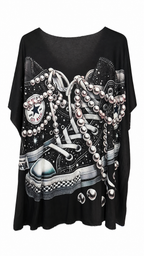 Camiseta Curvy Urban Negra | Estampado Delantero y Trasero