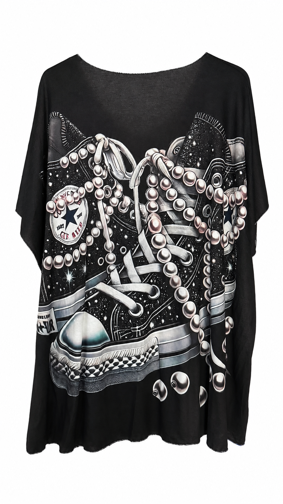 Camiseta Curvy Urban Negra | Estampado Delantero y Trasero