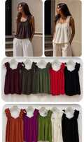 Top Boho con Tirantes Fruncidos y Escote Redondo