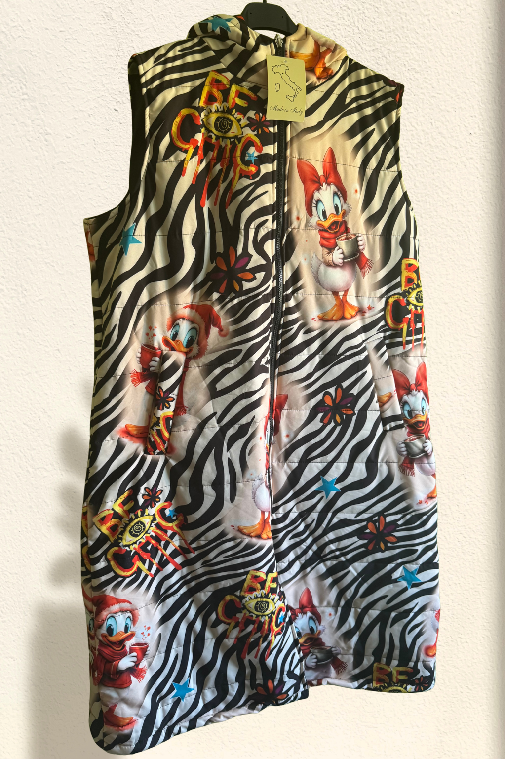 Chaquetón largo Pato Donald con capucha – Estampado original