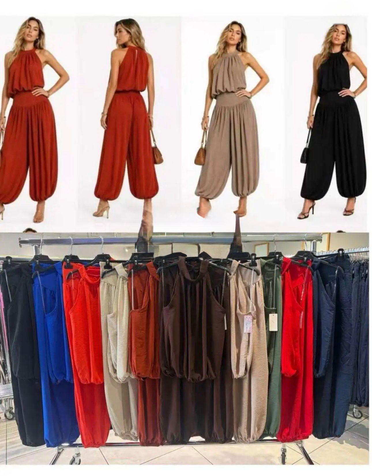 Conjunto Boho Fluido de Dos Piezas – Top Halter y Pantalón Ancho