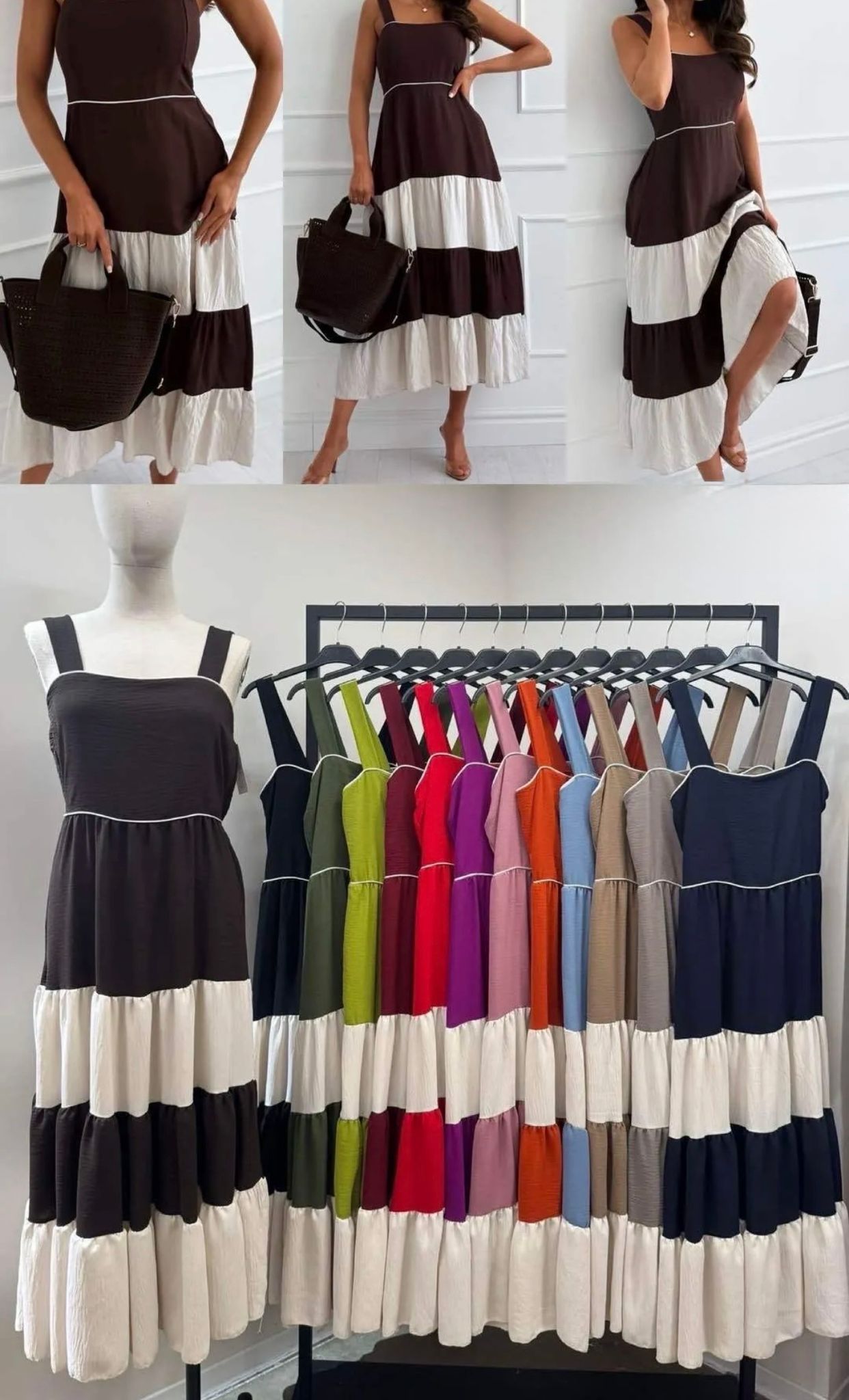 Vestido Bicolor Fluido – Vestido Fresco de Verano con Tirantes