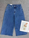 Pantalón Vaquero Culotte de Tiro Alto – Denim Azul
