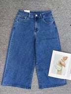 Pantalón Vaquero Culotte de Tiro Alto – Denim Azul