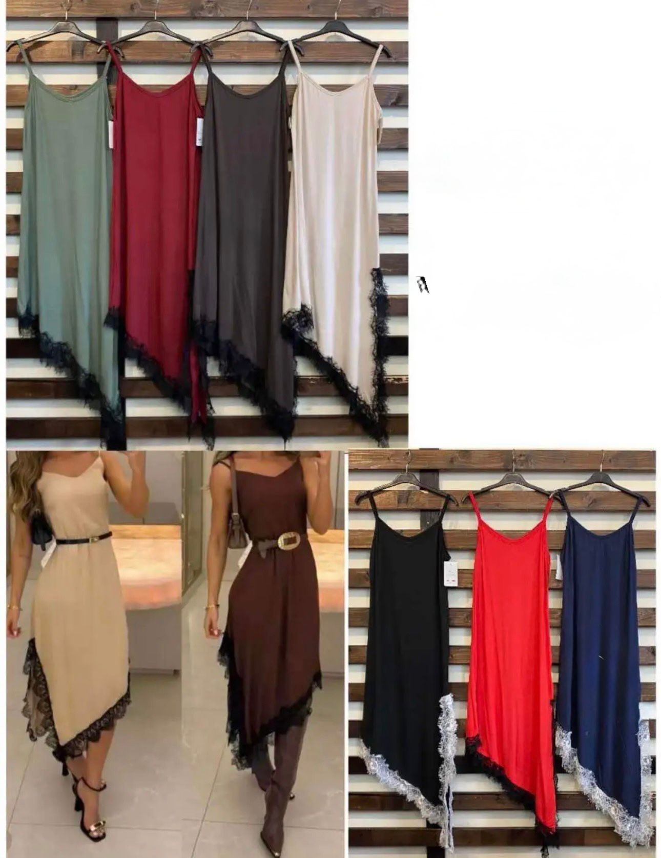Vestido Lencero Asimétrico con Encaje