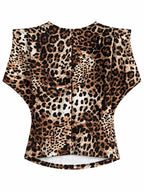 Camiseta Animal Print con Escote Drapeado