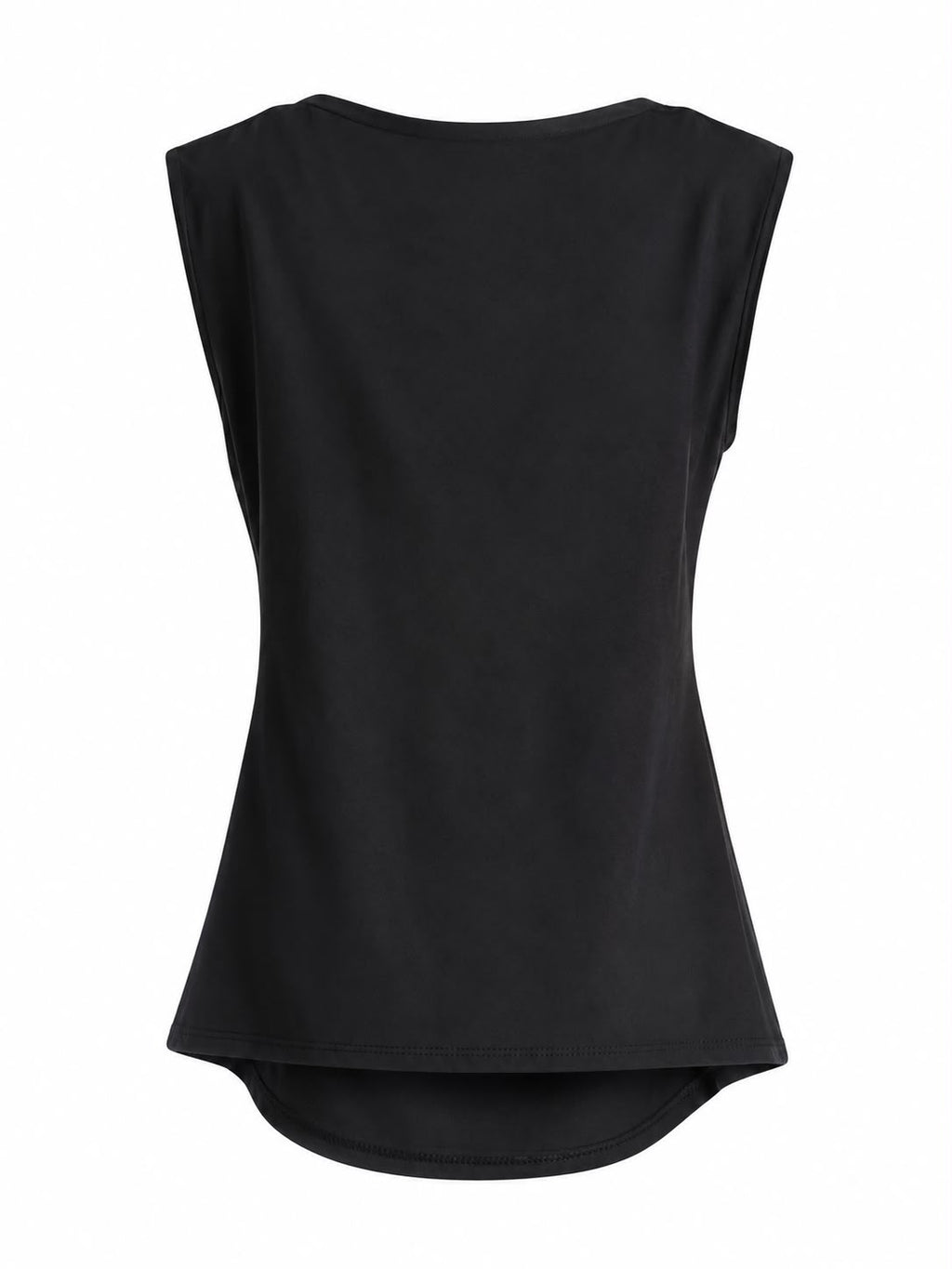Top Noir – Drapeado con Detalle Dorado