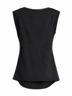 Top Noir – Drapeado con Detalle Dorado