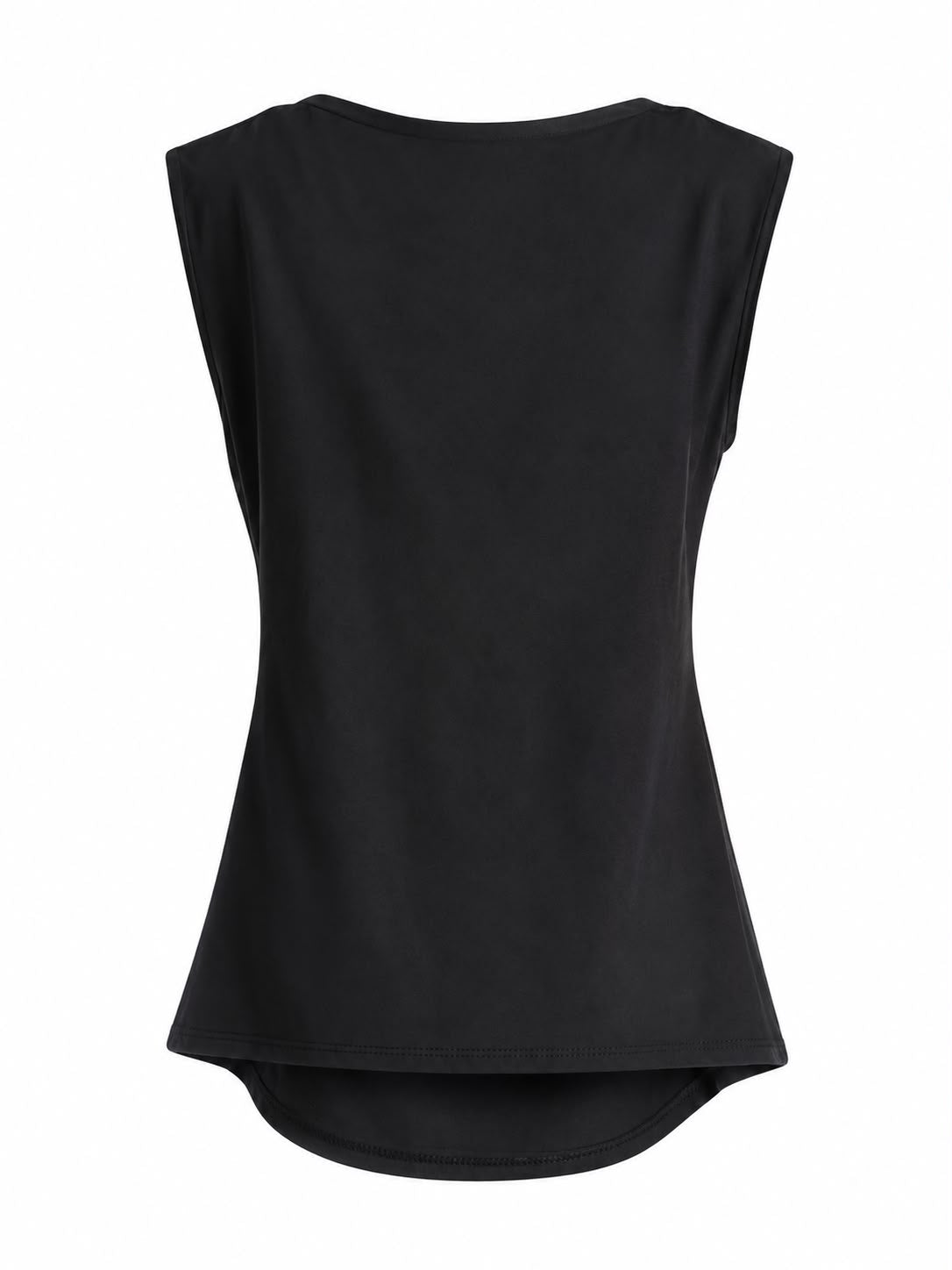 Top Noir – Drapeado con Detalle Dorado